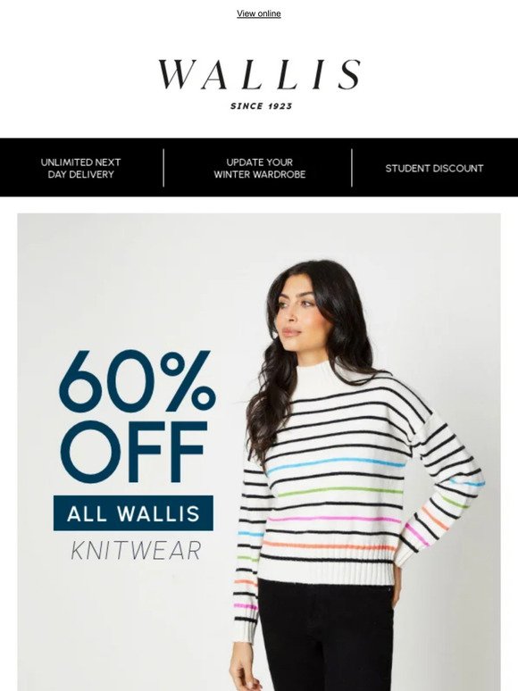 Enjoy 60% off all Wallis Knitwear