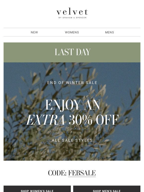 End of Winter Sale Ends Tonight