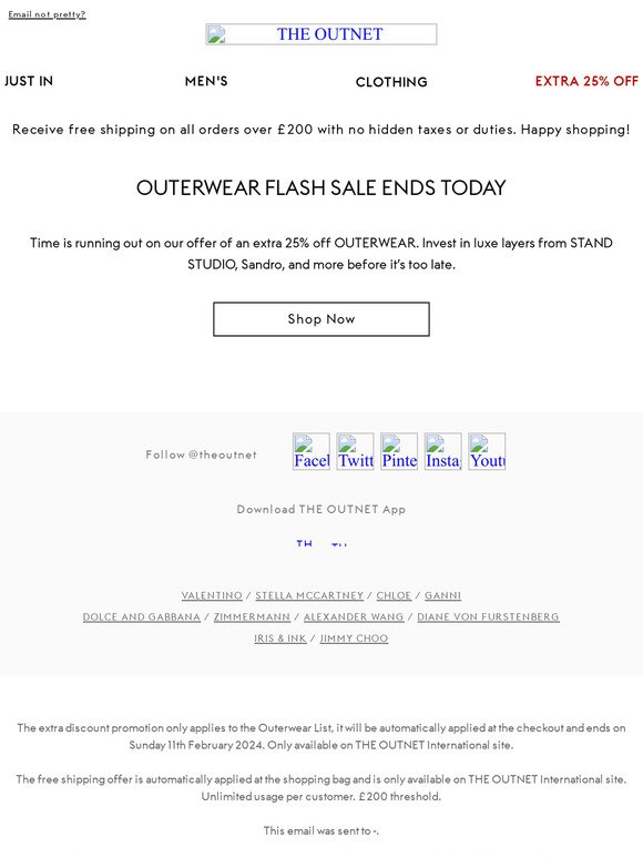 Ends Soon: Extra 25% off OUTERWEAR