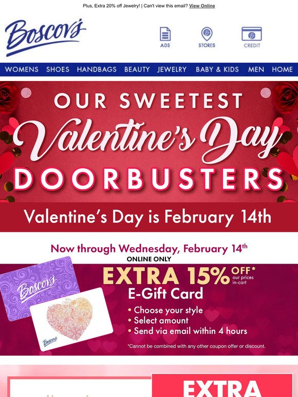 Extra 15% off E-Gift Card + Doorbusters
