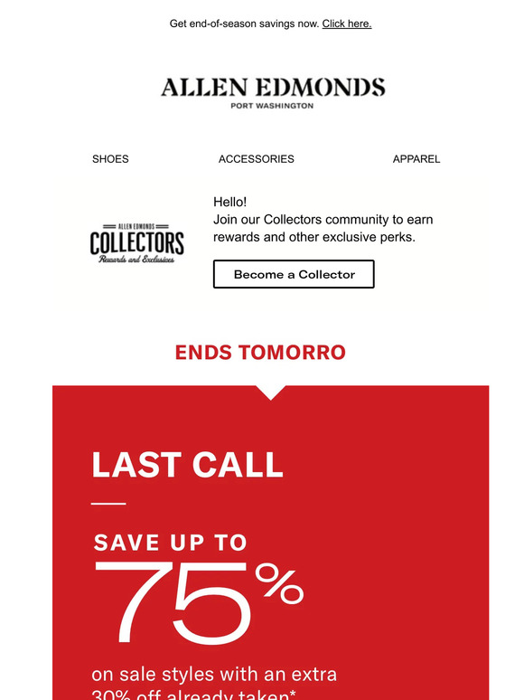 Allen Edmonds Email Newsletters Shop Sales, Discounts, and Coupon Codes