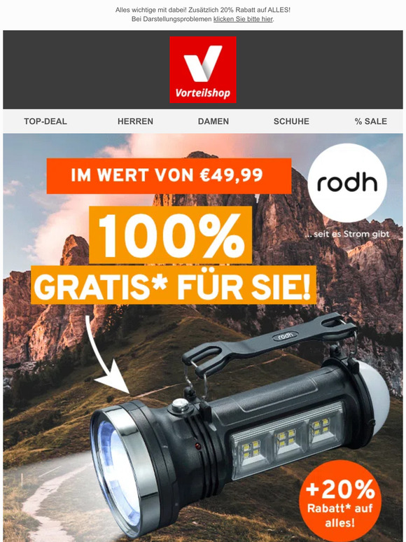 🔦 100% GRATIS für Sie, lieber Herr —!