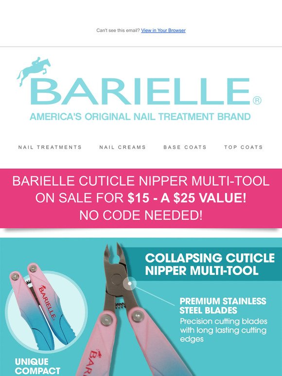 Take care of your nails and cuticles with Barielle Clever Collapsing Cuticle Nipper!