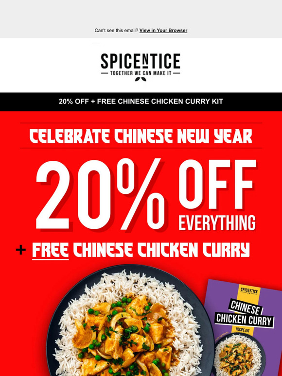 LAST CHANCE !  20% OFF  + Free Chinese Chicken Curry 🐉