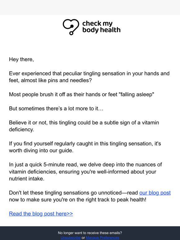 Check My Body Health Why the “tingling” sensation is a sign of vitamin