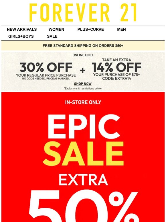 Extra 50% Off Sale In-Store 🎉🚨