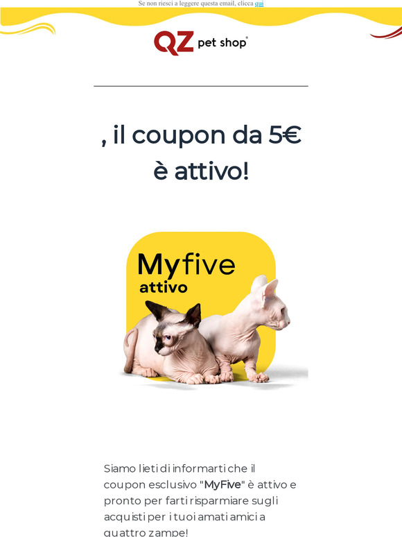Sconto Esclusivo MyFive Attivo! Approfitta Subito per Coccolare i Tuoi Amici a Quattro Zampe 🐾
