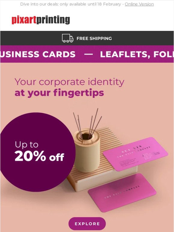 Up to 20% off leaflets, folded flyers and business cards. The offer you want, the quality you need