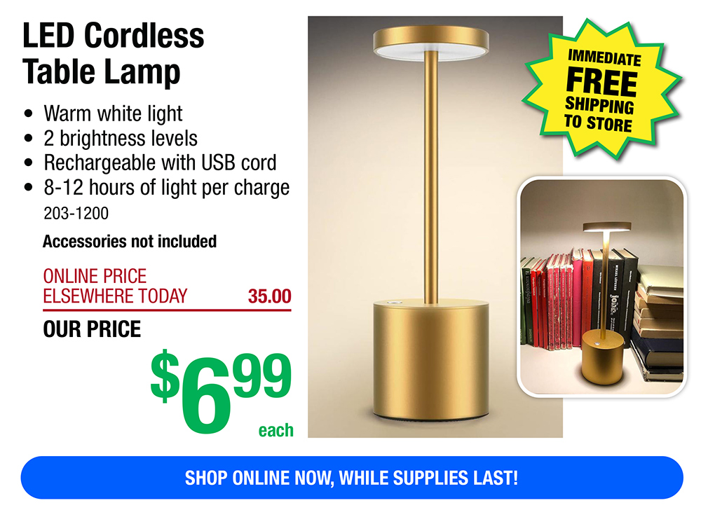 Menards LED Cordless Table Lamp ONLY 6.99! Milled
