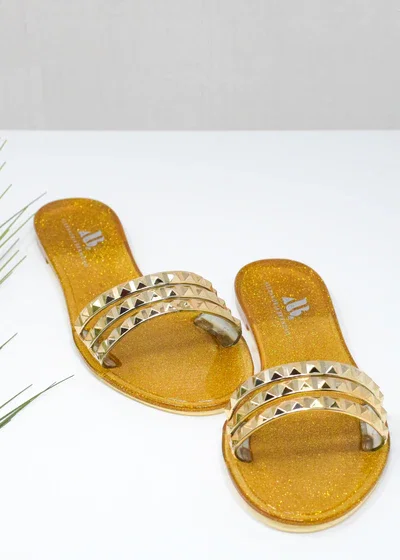 Aria B Dark Gold Slide Sandals