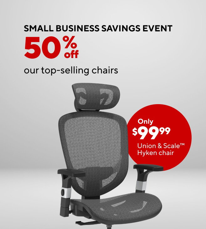 Save 50% Off Our Top Selling Chairs during Small Business Savings Event; Hyken Blk $99.99 (Feb Chair Savings Month)