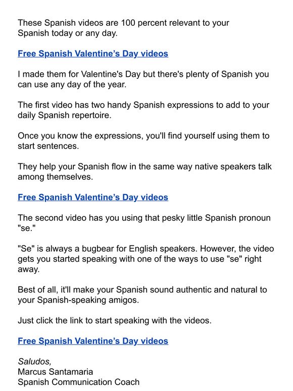 Free Spanish Valentine's Day videos