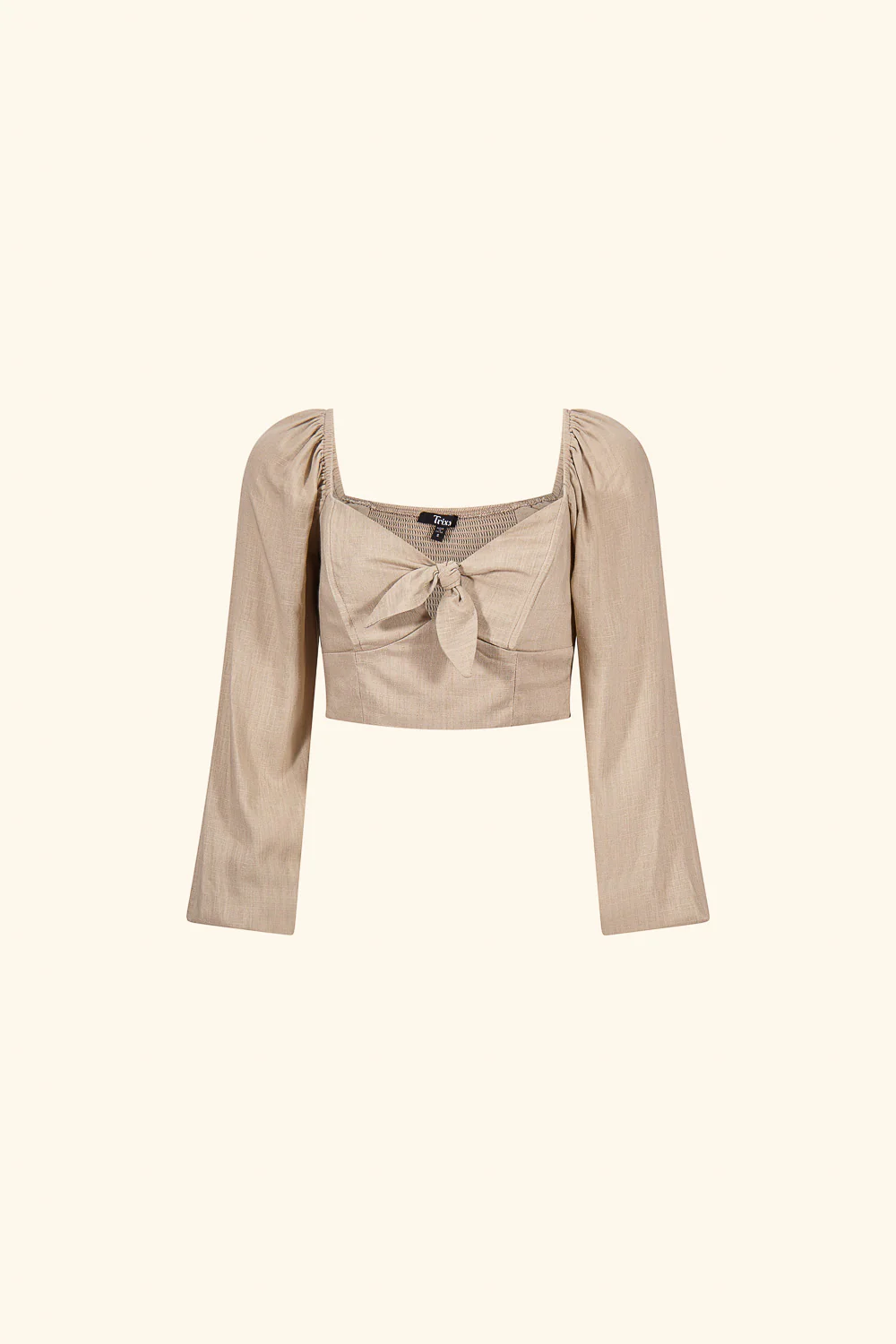 Image of Natural Tie Long Sleeve Top