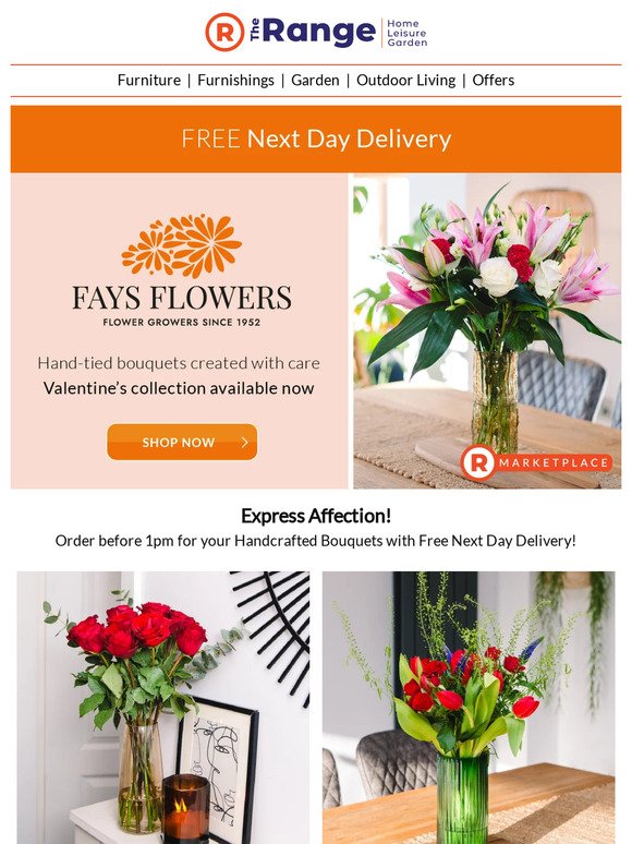 Valentine's Day Special: Stunning Bouquets with Free Next Day Delivery!