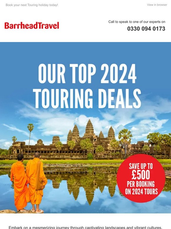 Limited Time Offer: Up to £500 Off 2024 Touring & Adventure Holidays