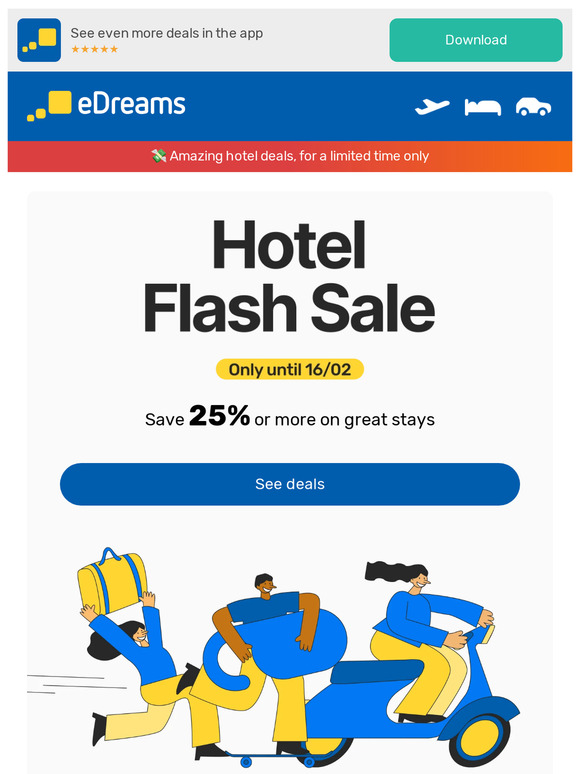 ⚡ Hotel Flash Sale: save 25% or more on great stays