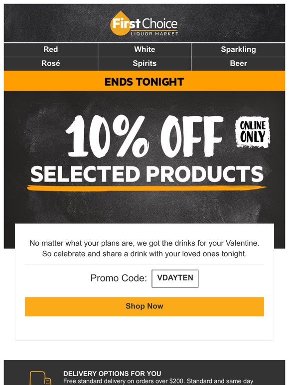 —, 10% off selected products ends tonight!