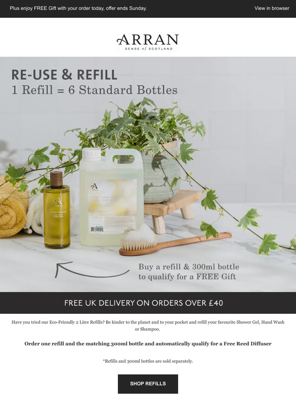 Arran Sense of Scotland Reuse & Refill with ARRAN ♻ Milled