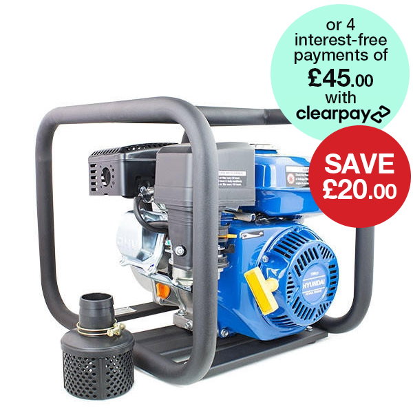 Hyundai 50mm 2" Petrol Clean Water Pump, 32m Total Head, 7m Lift, 466L/min Flow Rate | HY50