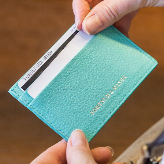 Fortnum's Flat Credit Card Holder, Eau de Nil