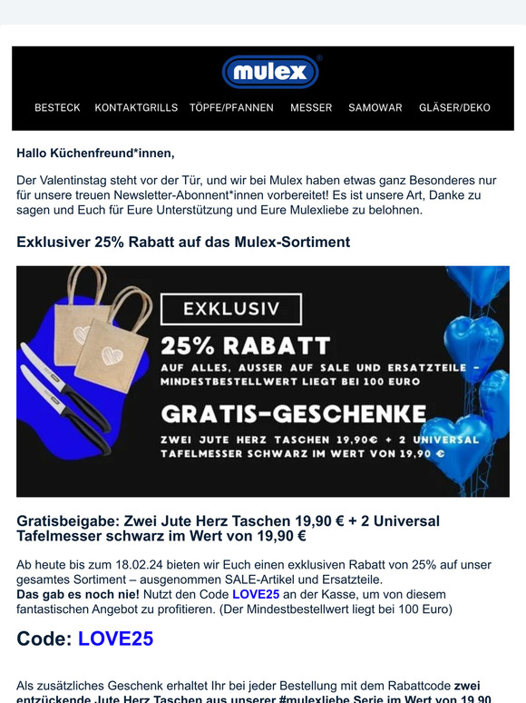 🌹❤️ Valentinstags-Special: 25% Rabatt & Mehr nur für Euch! 🎉Newsletter