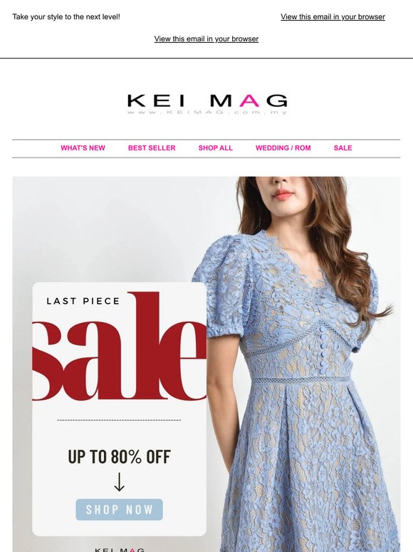 80% off Last Piece Sale!