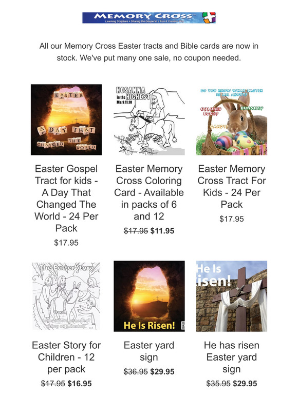 Easter Memory Cross Cards and Tracts - all in, many on sale