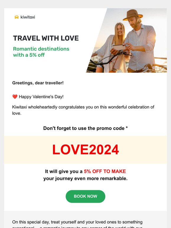 Travel with Love: Romantic destinations with a 5% off ❤️