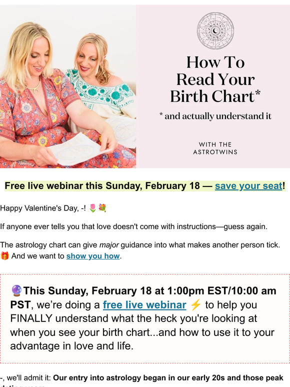 The AstroTwins: 💖Free class! Birth charts, like you've never seen 'em