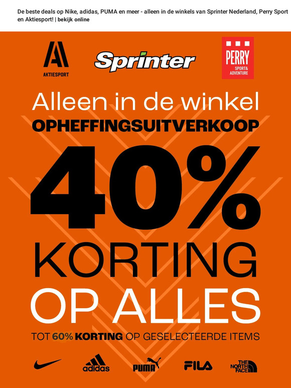 Perry Sport Alles moet weg op alles 40 tot 60 korting Milled