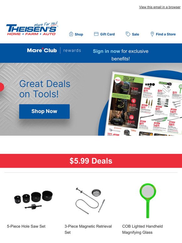 Great Deals on Tools, Starting at $5.99!