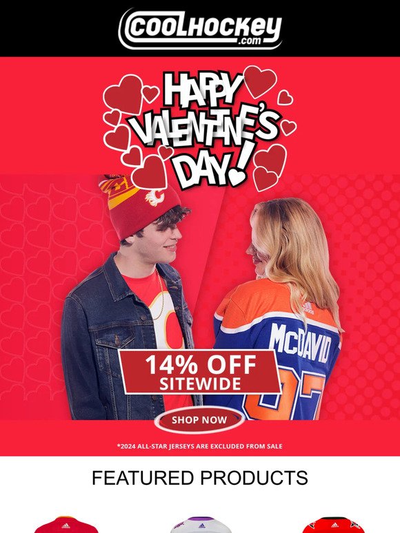Happy Valentines Day! 💙🏒 Shop 14% Off Sitewide All Day Long! 😍