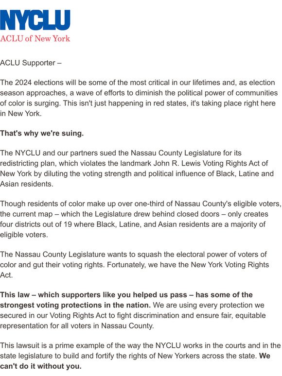 FILED: We're fighting voter discrimination in NY