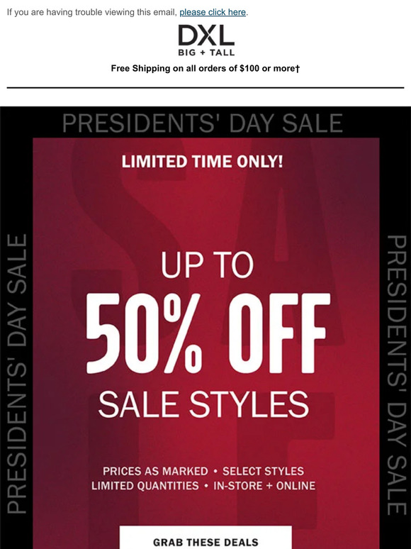 DXL Big + Tall Email Newsletters Shop Sales, Discounts, and Coupon Codes