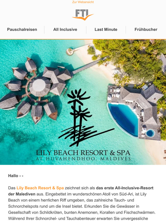 Kennen Sie schon das LILY BEACH auf den Malediven?