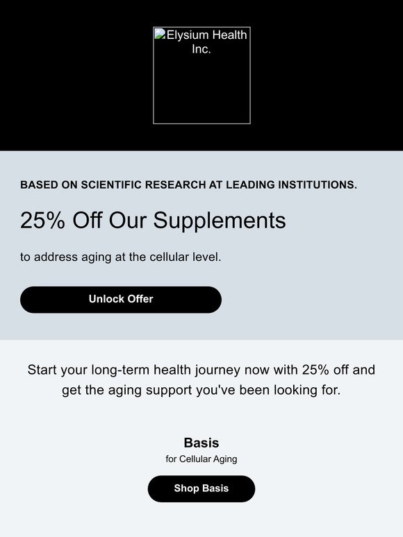 25% Off All Elysium Science-Backed Supplements
