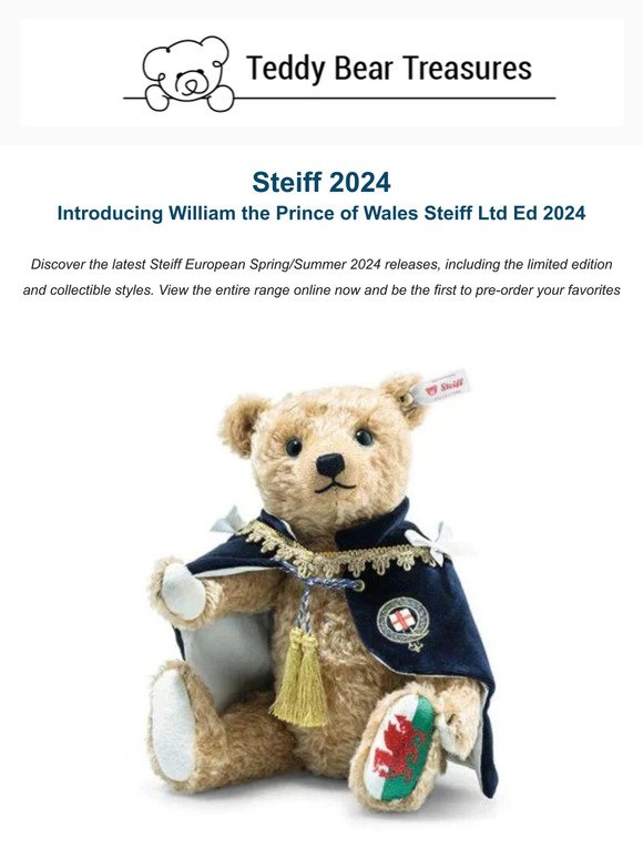 William Princes of Wales, Steiff 2024 Ltd Ed & Collectibles Release