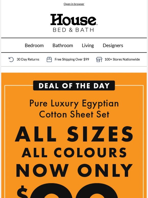 ALL SIZES, ONLY $99 | Pure Luxury Egyptian Cotton Sheet Sets