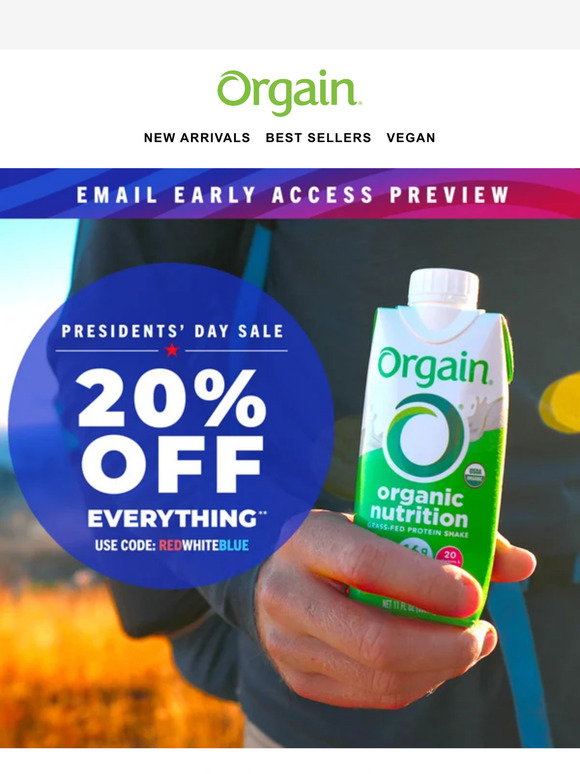 Orgain: 20% OFF for President's Day | Milled