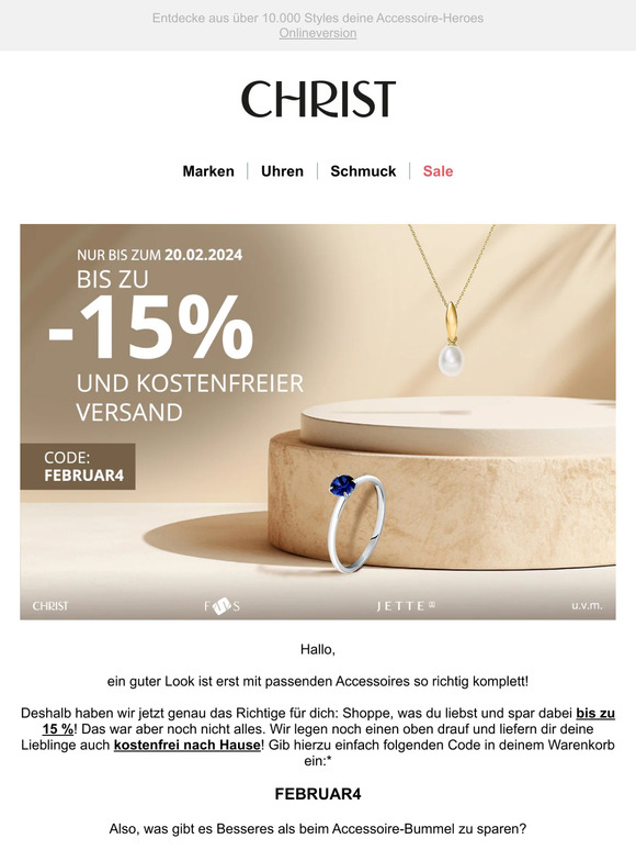 Jetzt sparen: Bis zu 15 % Rabatt & GRATIS Versand