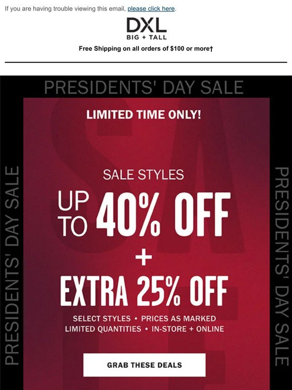 Presidents' Day Sale: EXTRA 25% OFF Sale!
