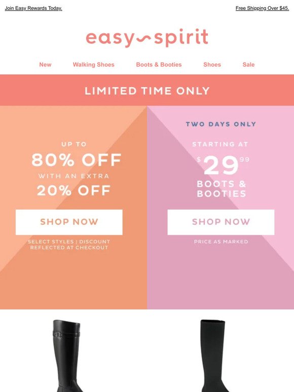 Save up to 80% OFF + Boots from $29.99