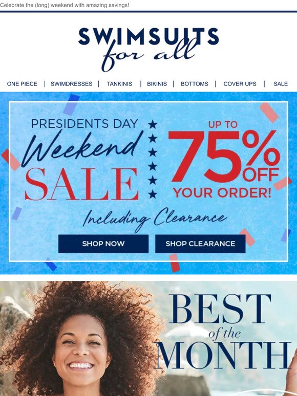 RE: Up to 75% off! Presidents Weekend Day Sale is on