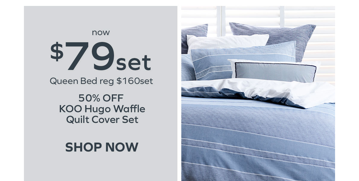 50% off KOO Hugo Waffle Quilt Cover Set Queen Bed Reg $160 now $79set