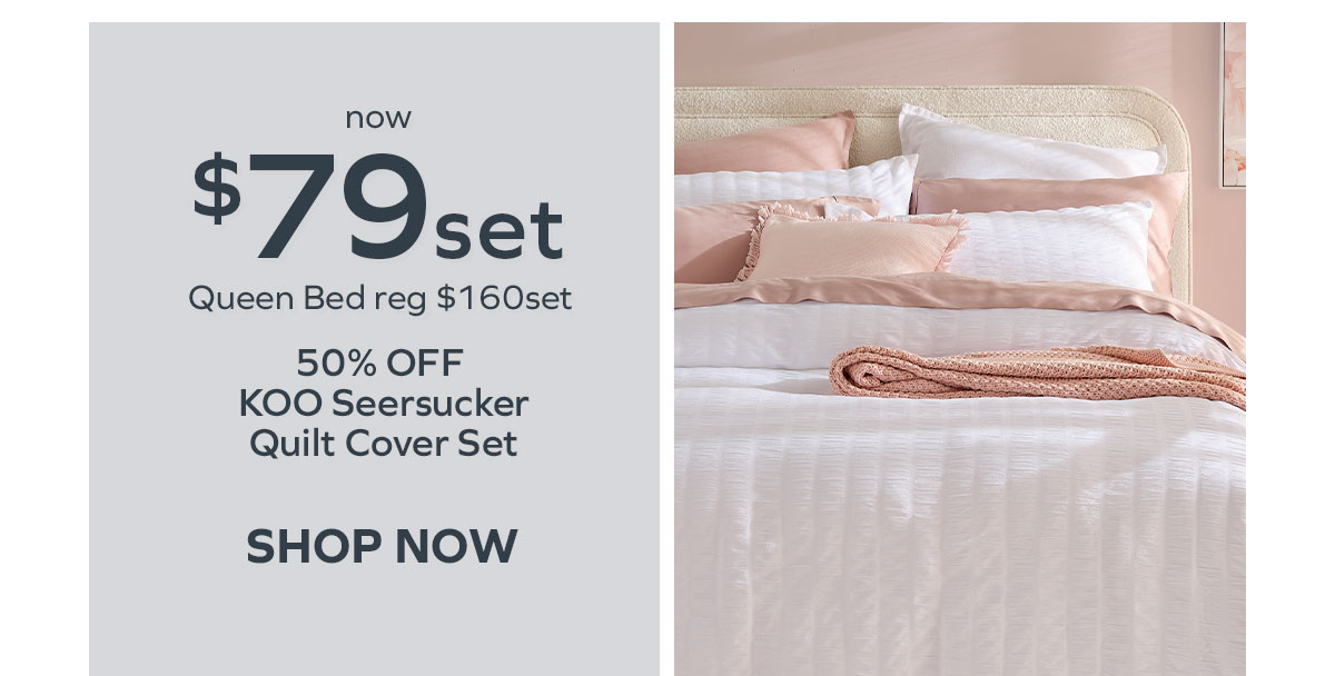 50% Off KOO Seersucker Quilt Cover Set Queen Bed Reg $160 now $79set