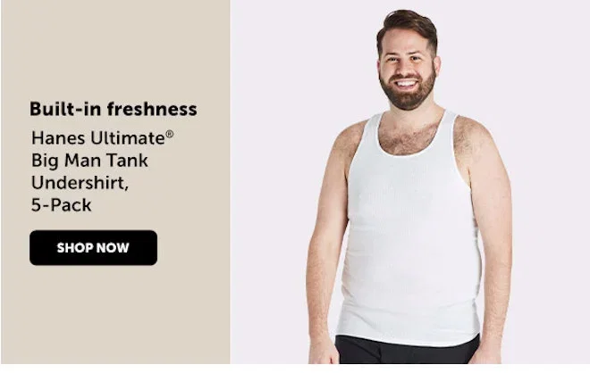 Hanes Ultimate Big Man Tank Undershirt, 5-Pack