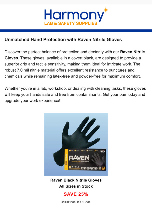 Harmony Lab & Safety Supplies Achieve Excellence Raven Gloves For Industry Leaders Milled
