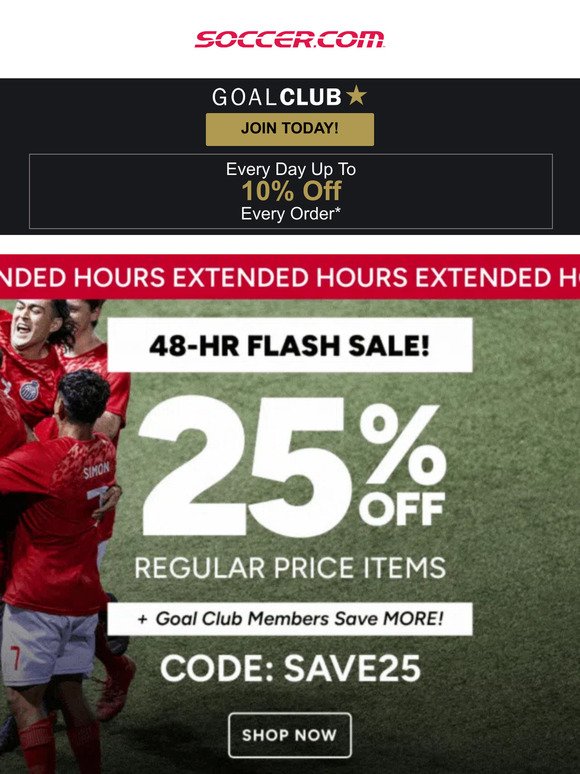 [EXTENDED] ⚽️ 🔥 25% off Regular Priced Items!