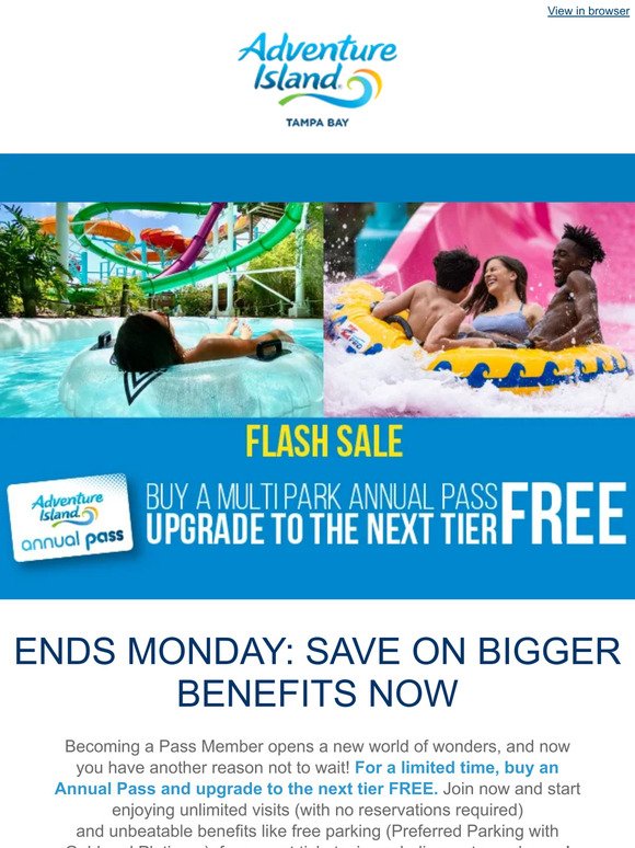 ⚡ Flash Sale Ends Monday: Buy an Annual Pass & Upgrade to the Next Tier FREE!