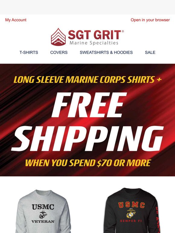 Long Sleeve Marine Corps Shirts + Free Shipping Over $70!